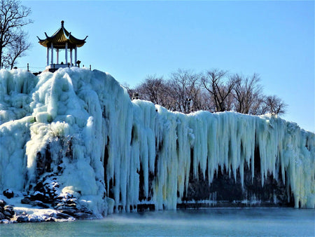 Jingpo Lake Frozen Waterfall